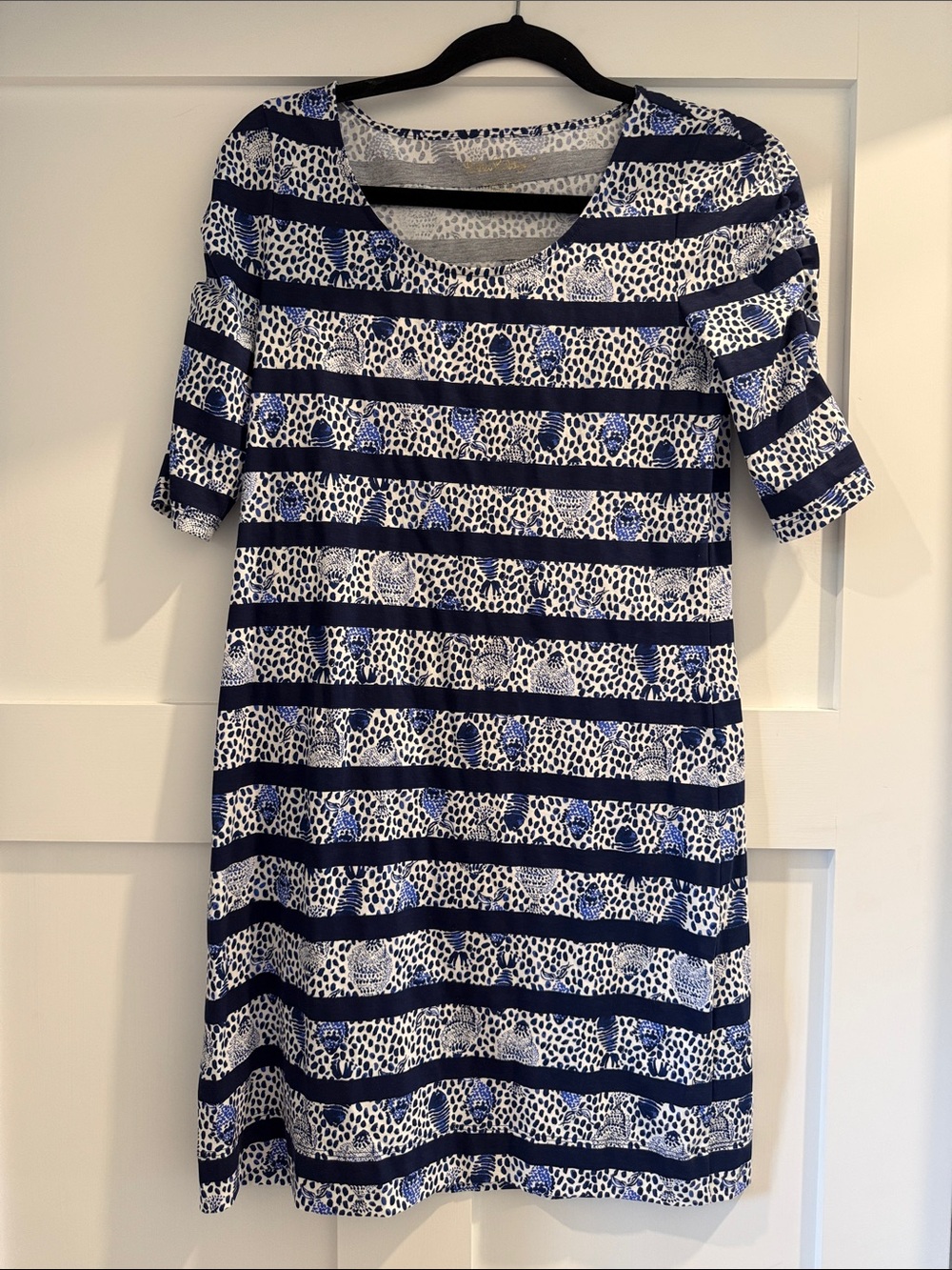 Lilly Pulitzer Lajolla Dress in "High Tide Navy Heart and Sole Stripe"